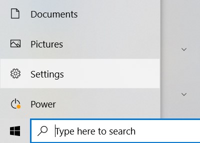 Paramètres du menu Démarrer