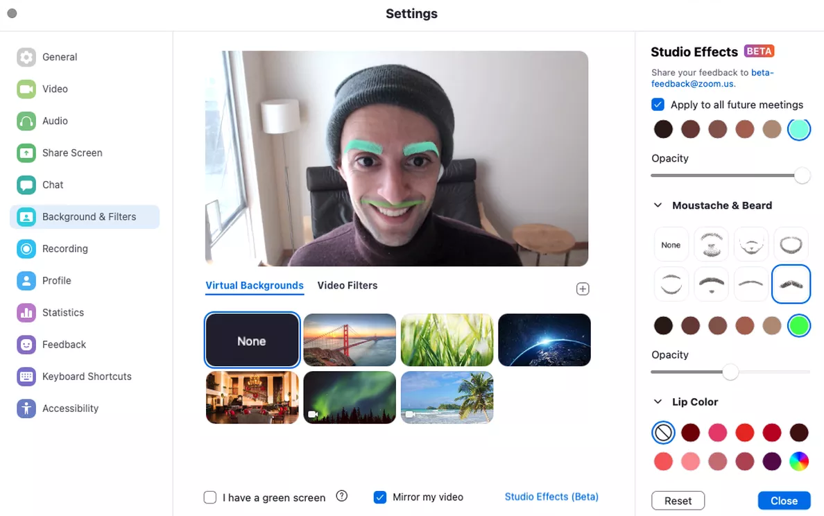 Comment utiliser les effets faciaux 3D AR sur le zoom