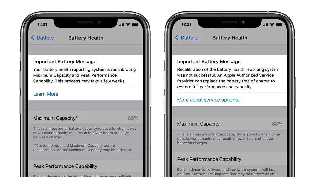 Calibrer la batterie sur iPhone 11 iOS 14.5