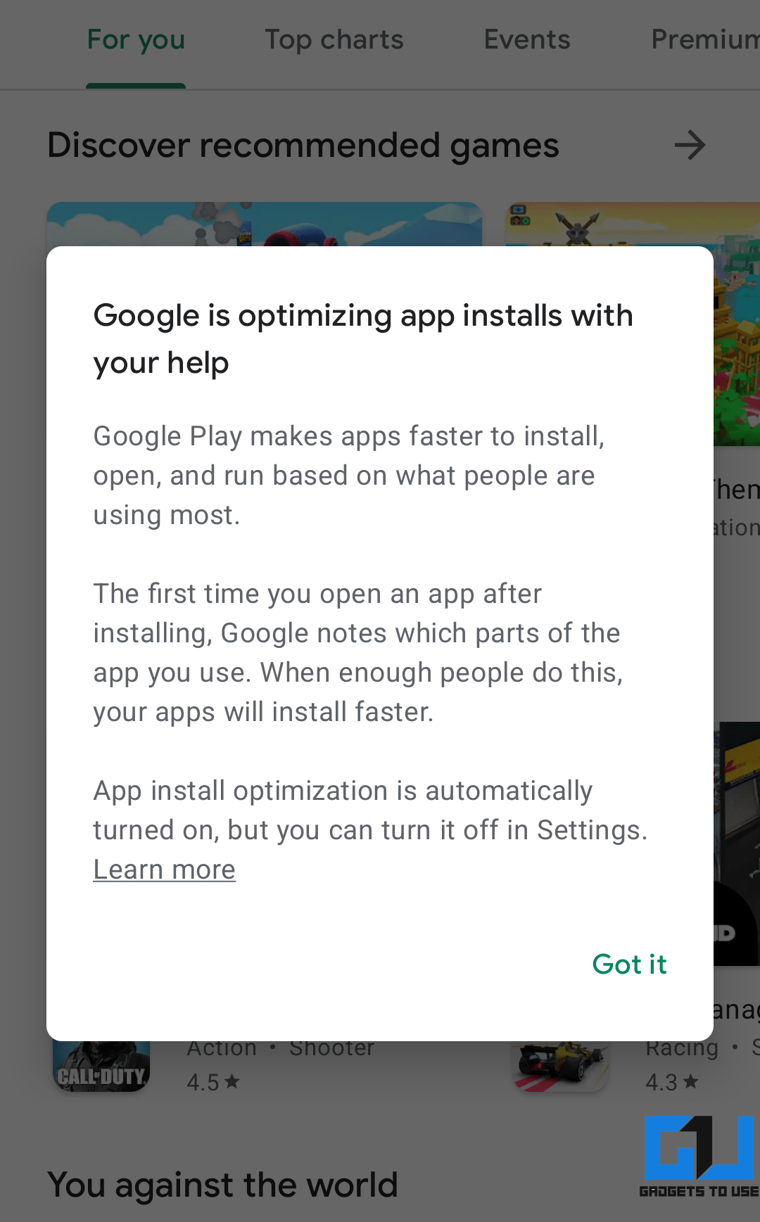 Optimisation de l'installation d'applications dans Google Play Store