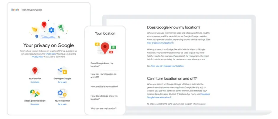 Google diffuse du matériel pour aider les adolescents et les parents à se renseigner sur ses politiques - Google rend ses applications plus sûres et plus privées pour les adolescents et les pré-adolescents