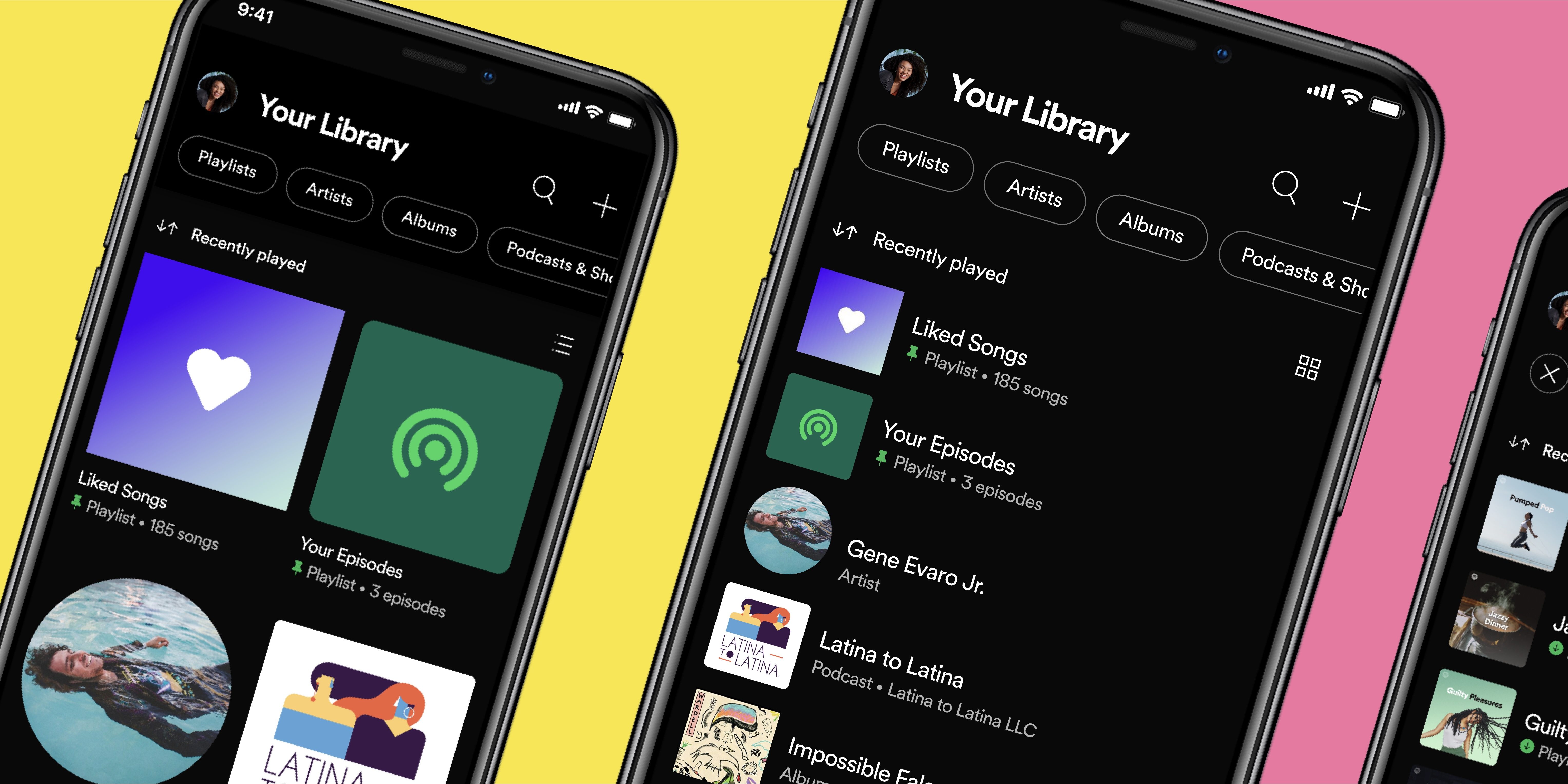 Spotify la nouvelle vue de la grille 'Your Library', les filtres, plus