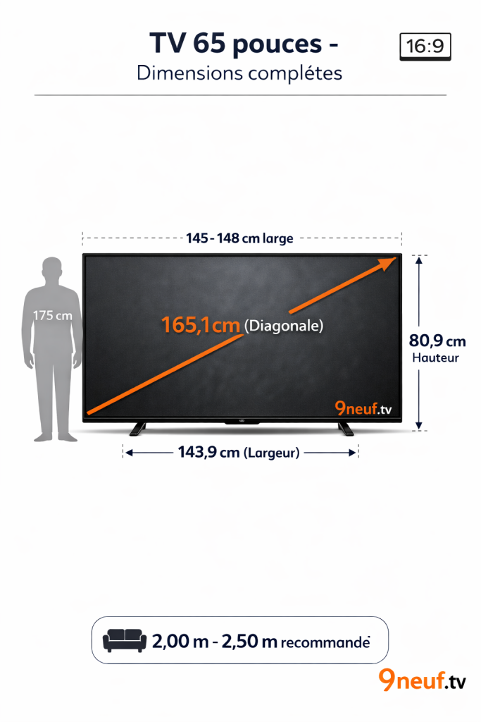 tv 65 pouces en cm infographie