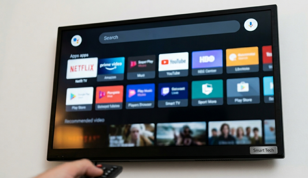 téléviseur smart tech affichant l interface google tv
